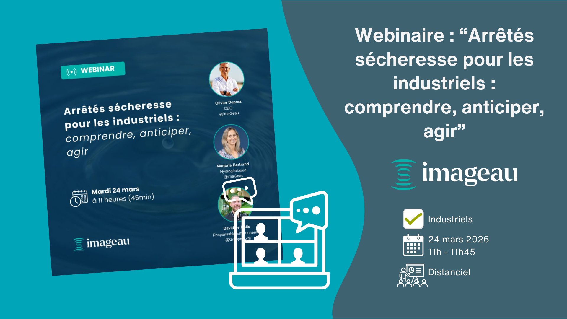 visuel webinaire Imageau sur arrêté sécheresse industriels